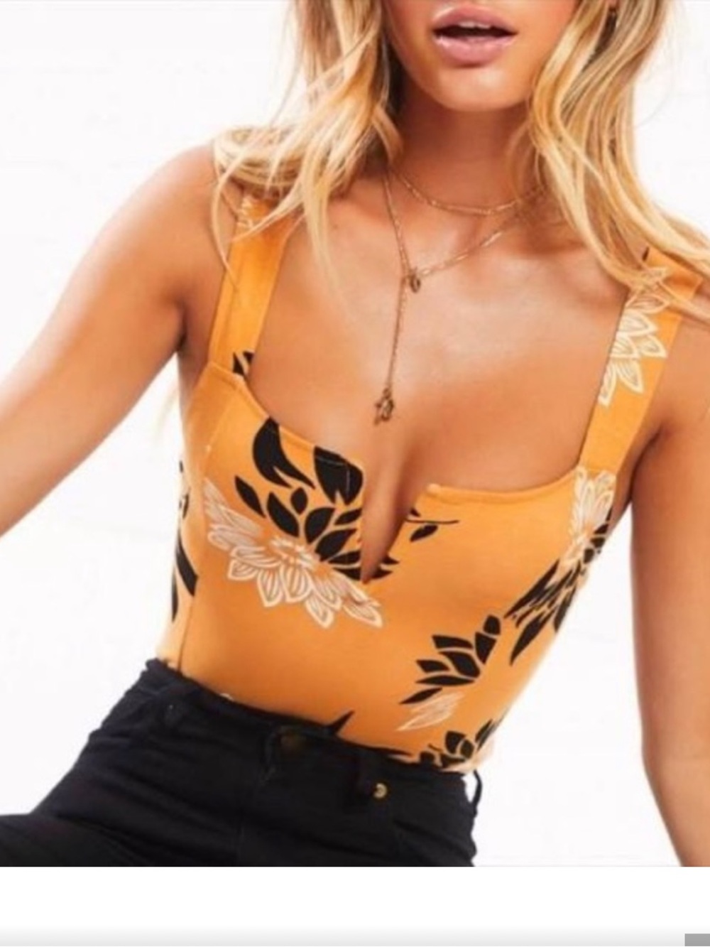 Amuse society Floral One-Piece Swimsuit with Black & White Blooms